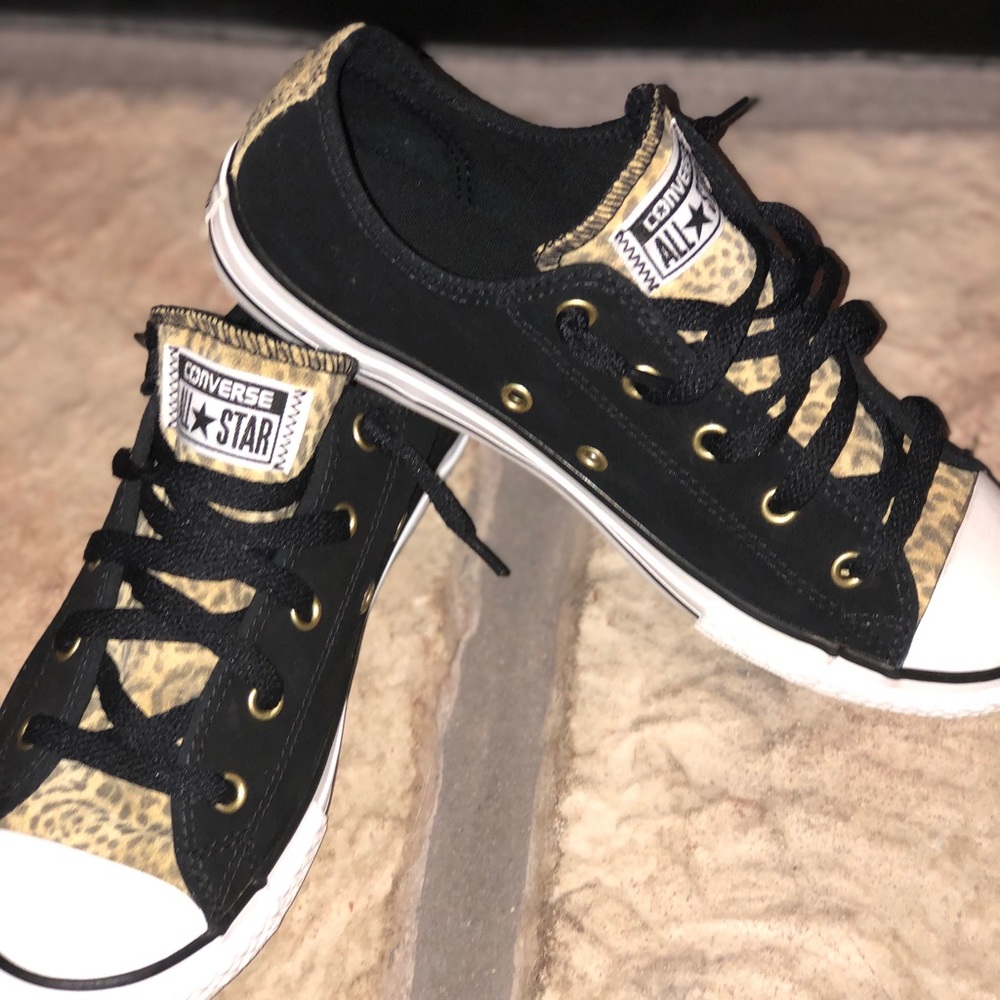 Black Converse with Leopard Details